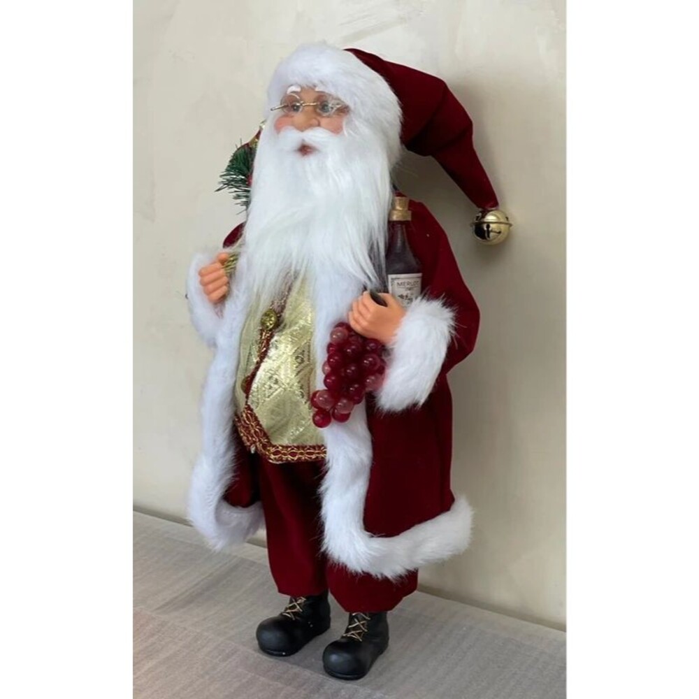 Wine Santa Claus Figurine 15.5" Christmas Standing Decor - Picture 3 of 11